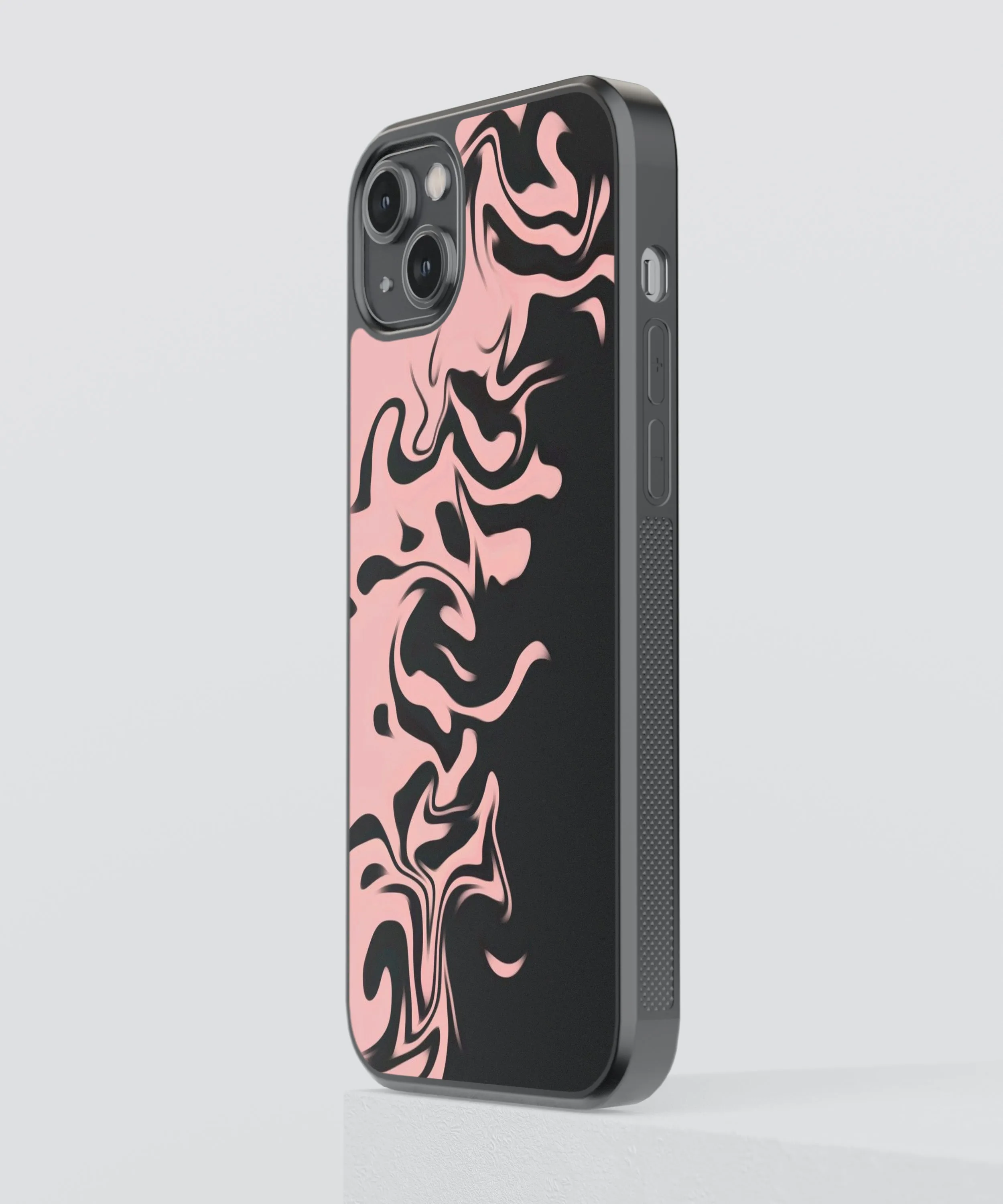 Black & Pink Abstract Glass Phone Case Cover