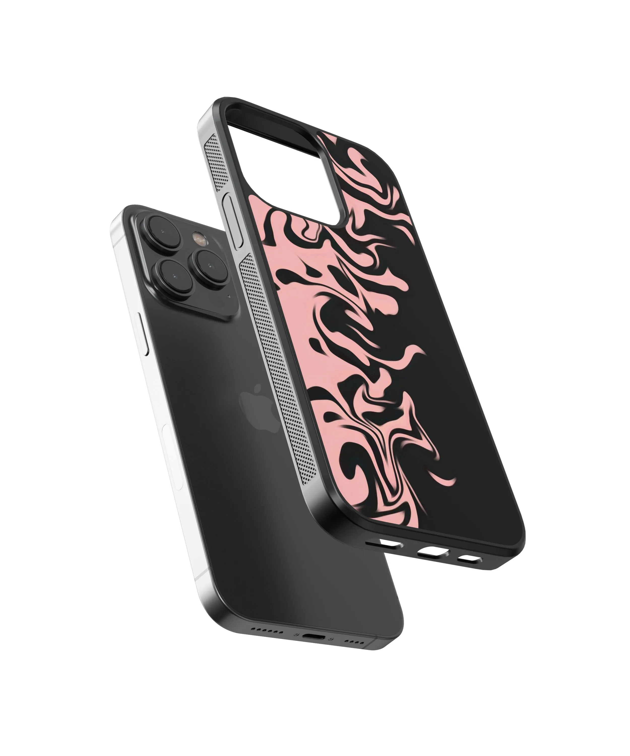Black & Pink Abstract Glass Phone Case Cover