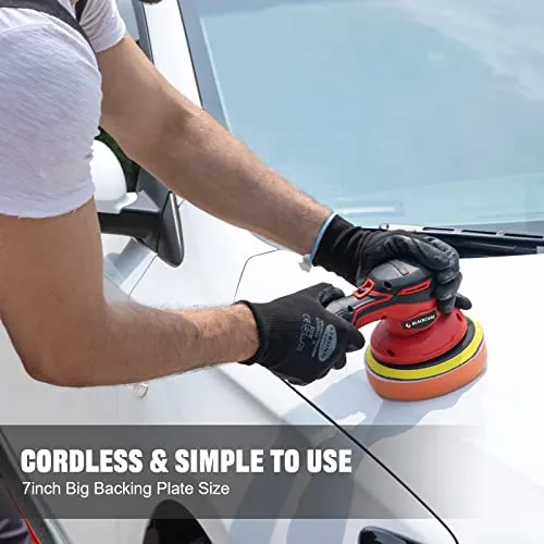 BLACKCUBE Cordless Car Buffer Polisher - 2PCS 12V 2000mAh Lithium Rechargeable Battery, 6 Variable Speeds - Wireless Buffer Polisher Kit for Car Detailing and Scratch Repair