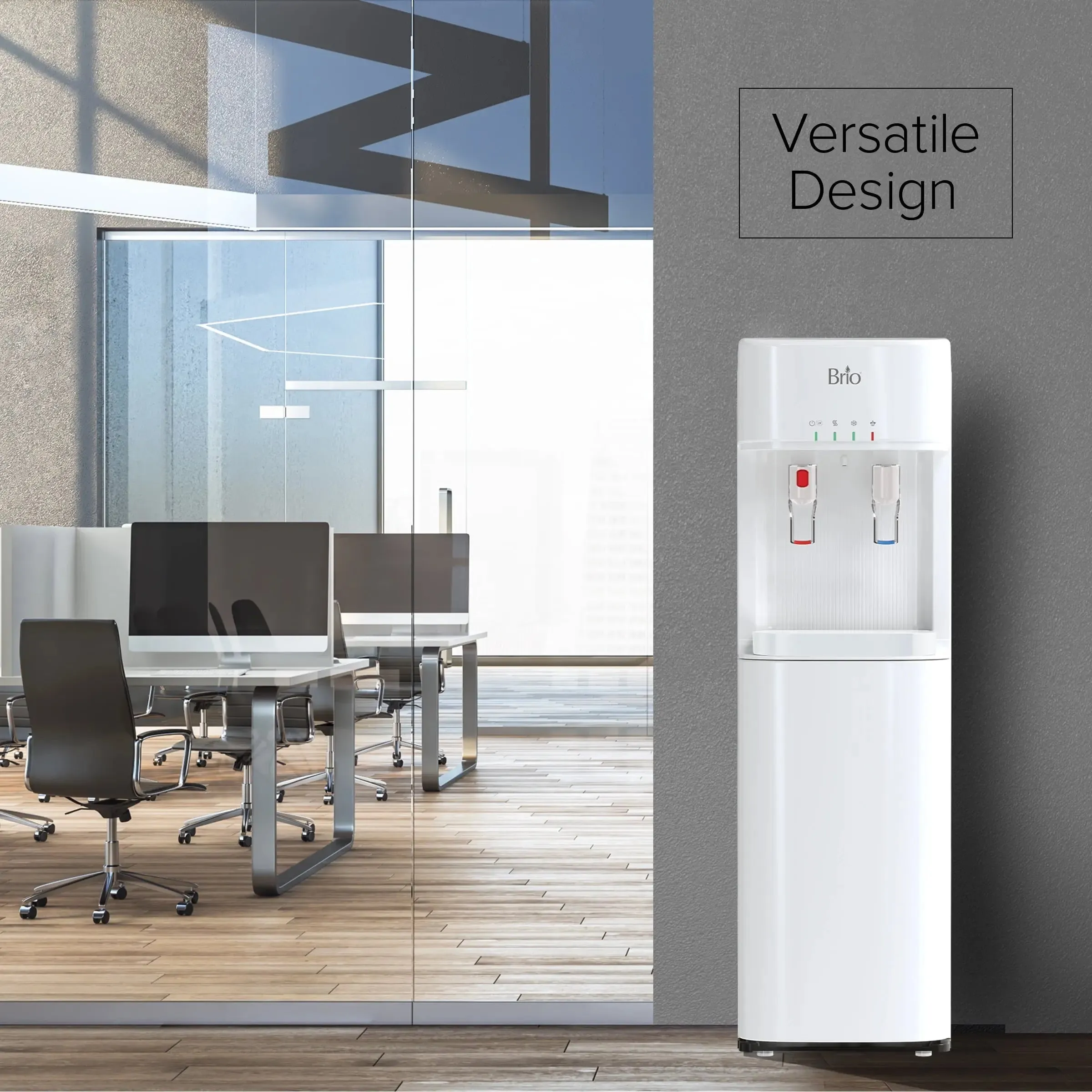 Brio Bottleless Water Dispenser 3-Stage Filtration, Self-Cleaning, Hot & Cold, LED Indicator Lights
