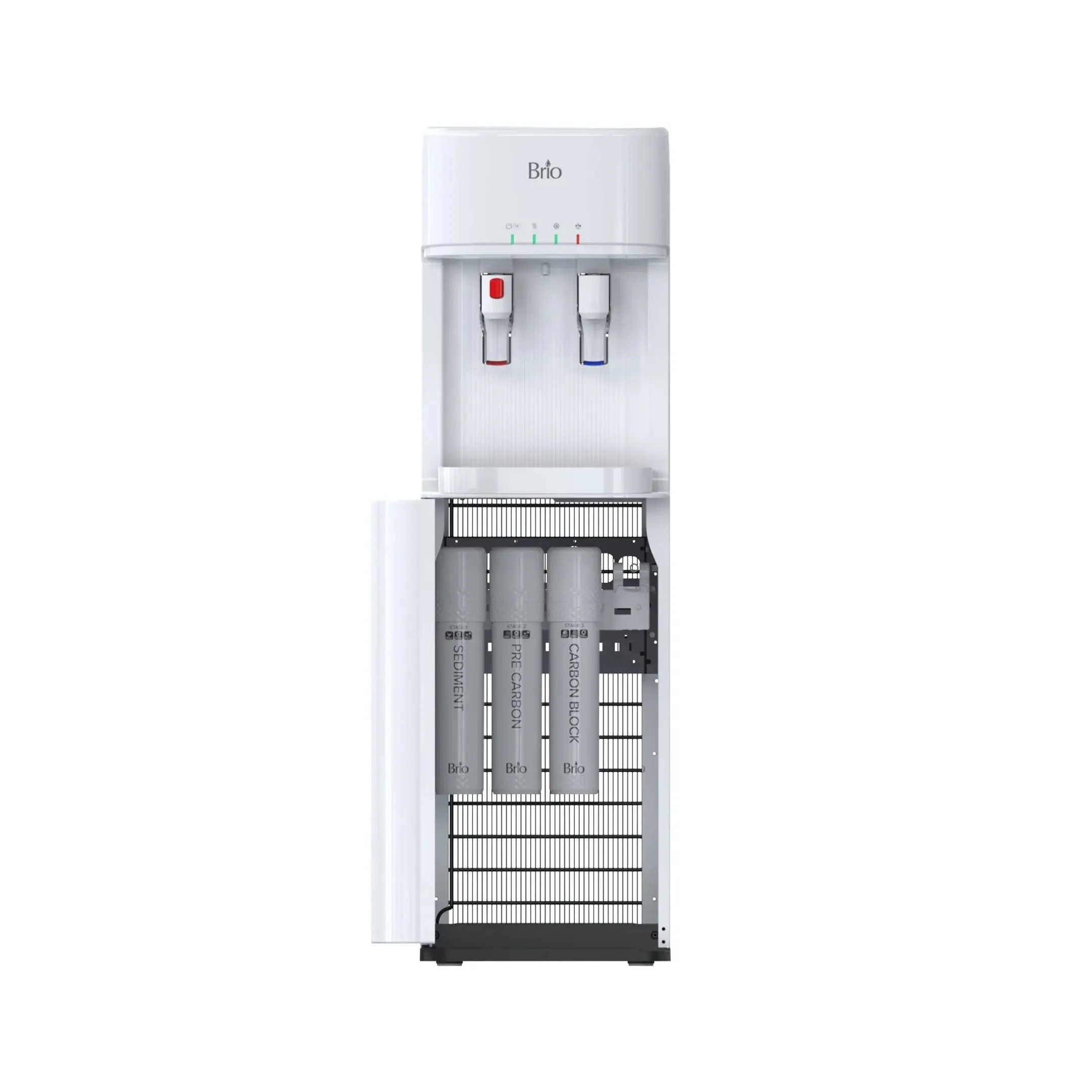 Brio Bottleless Water Dispenser 3-Stage Filtration, Self-Cleaning, Hot & Cold, LED Indicator Lights