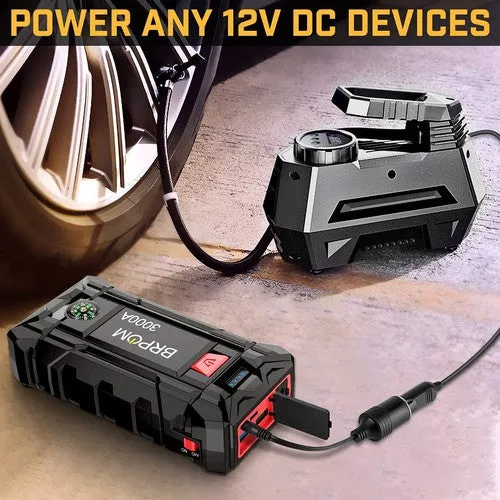 BRPOM BM300 Car Jump Starter, 3000A 26,800Mah | Portable Power Bank, with CASE