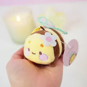 Bumblebutt Keychain Plushie | Cute Fuzzy Bumblebee with Sakura Flower | Kawaii Accessory