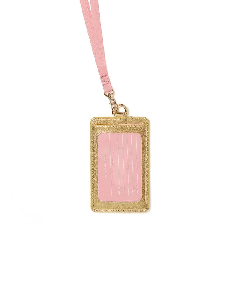 Card Case With Lanyard-Gold