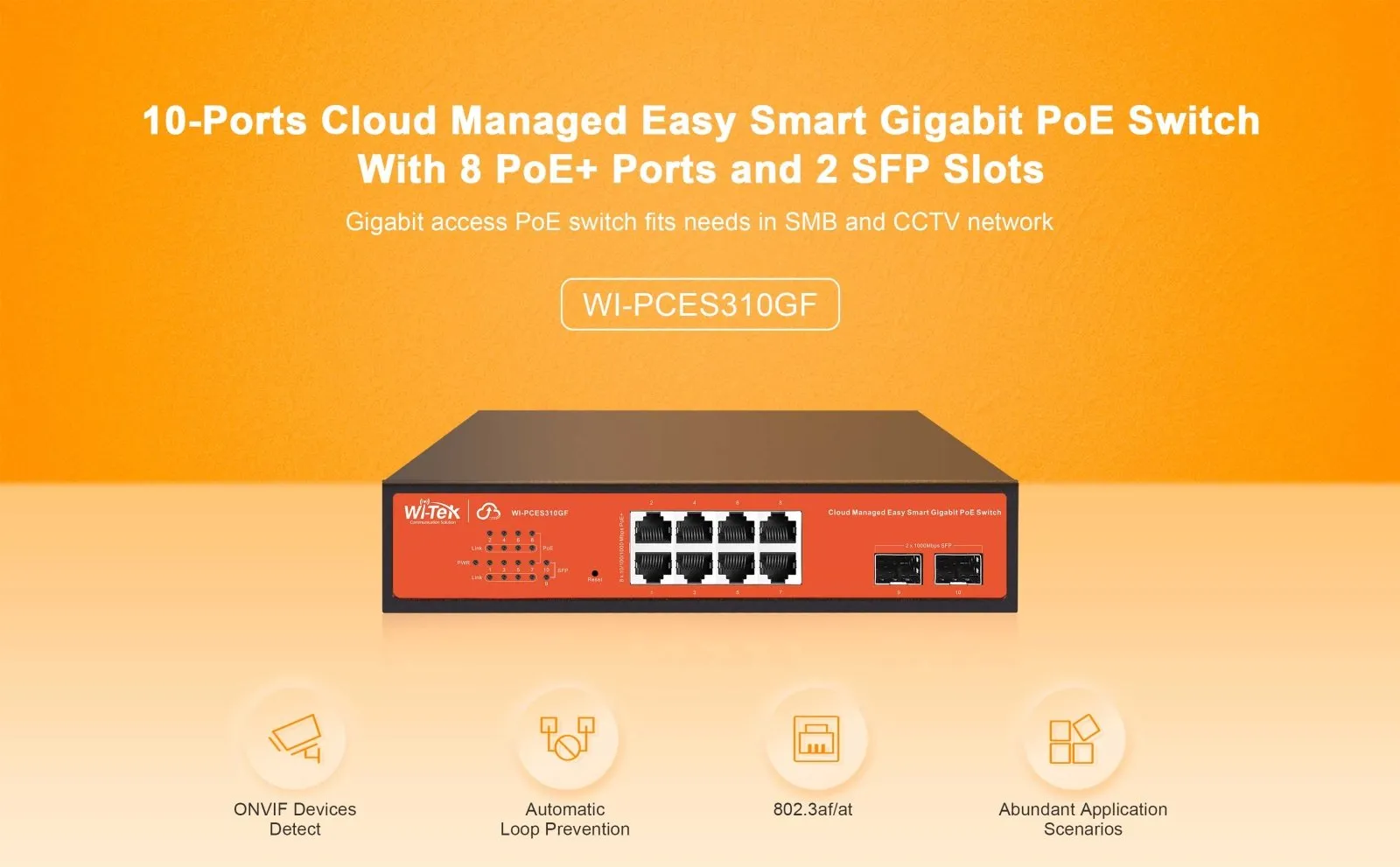 Cloud Managed Network Switch, PoE , 8 Port, 120W