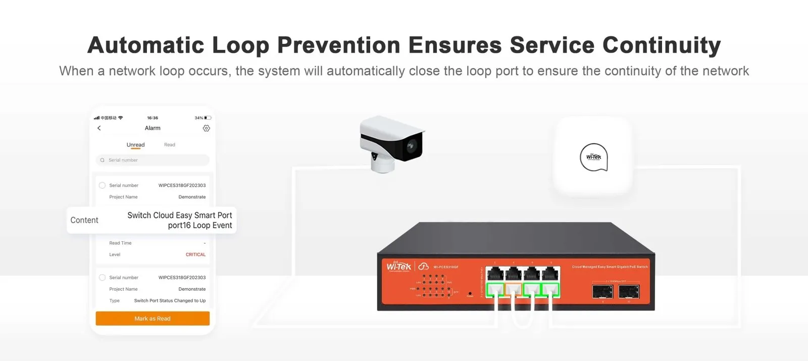Cloud Managed Network Switch, PoE , 8 Port, 120W