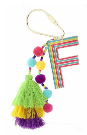 Colorful Initial Pompom Keychain (More Colors)