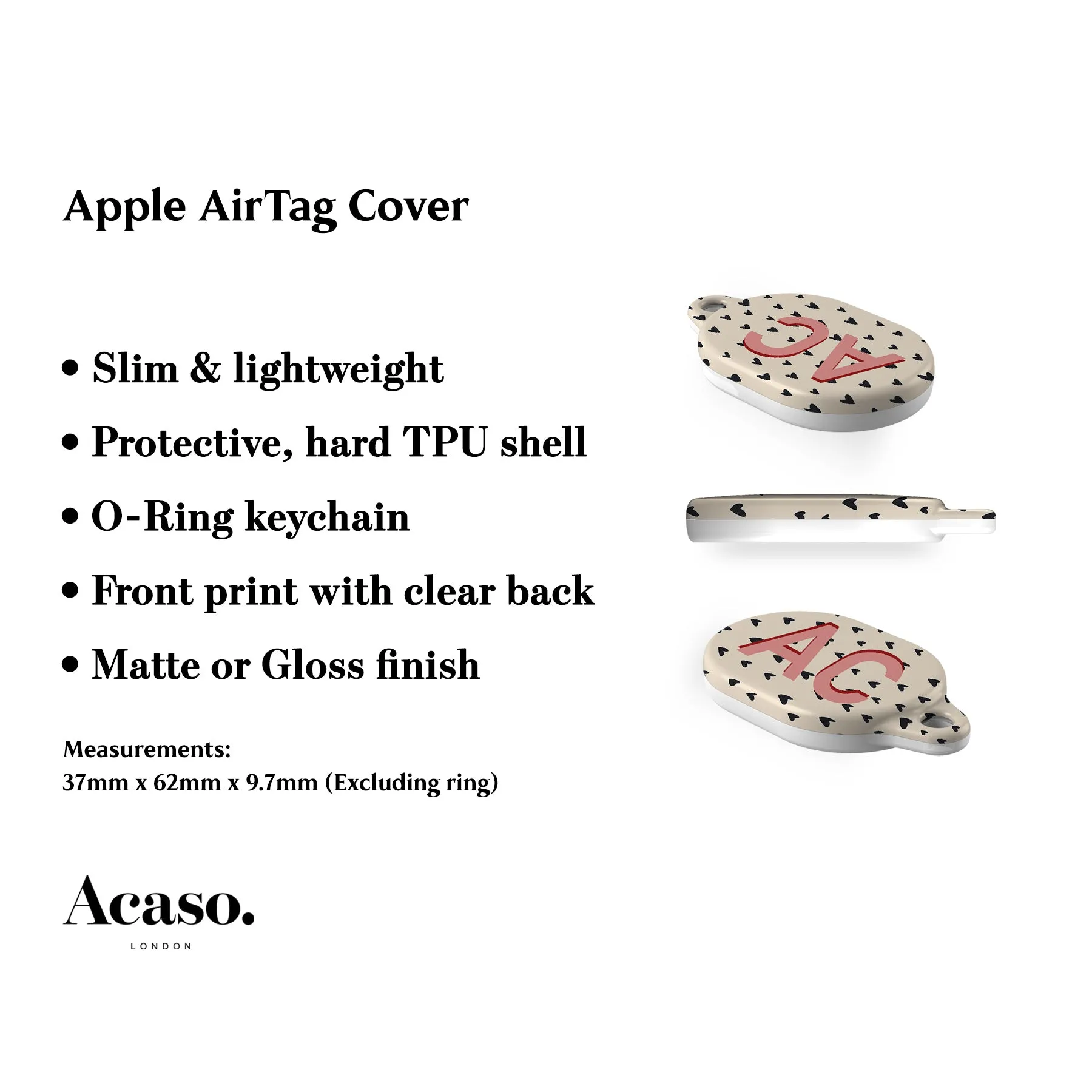 Custom Hearts AirTag Holder