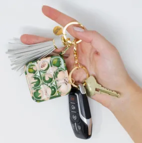 Dark Green Floral Pop Keychain