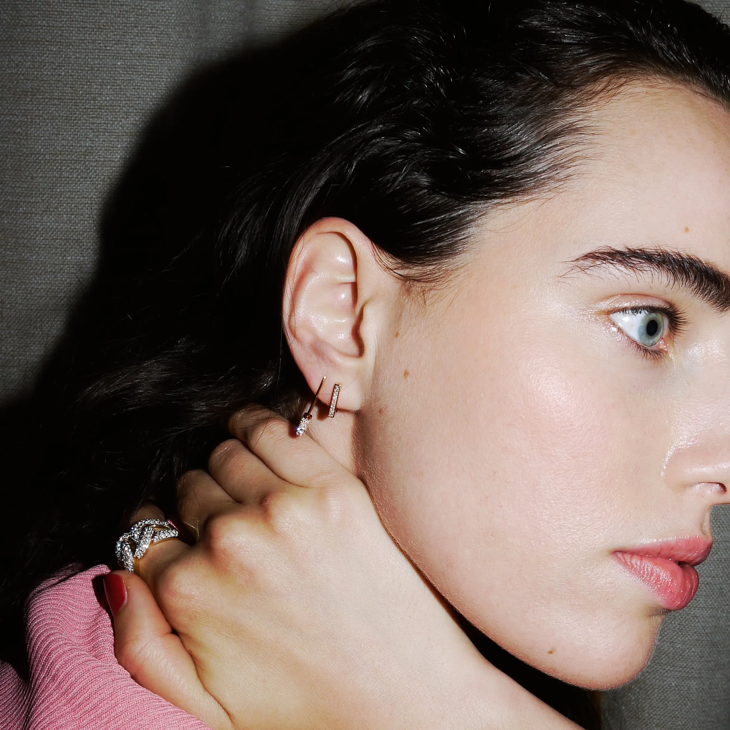 Diamond Safety Pin Ohrring - Roségold