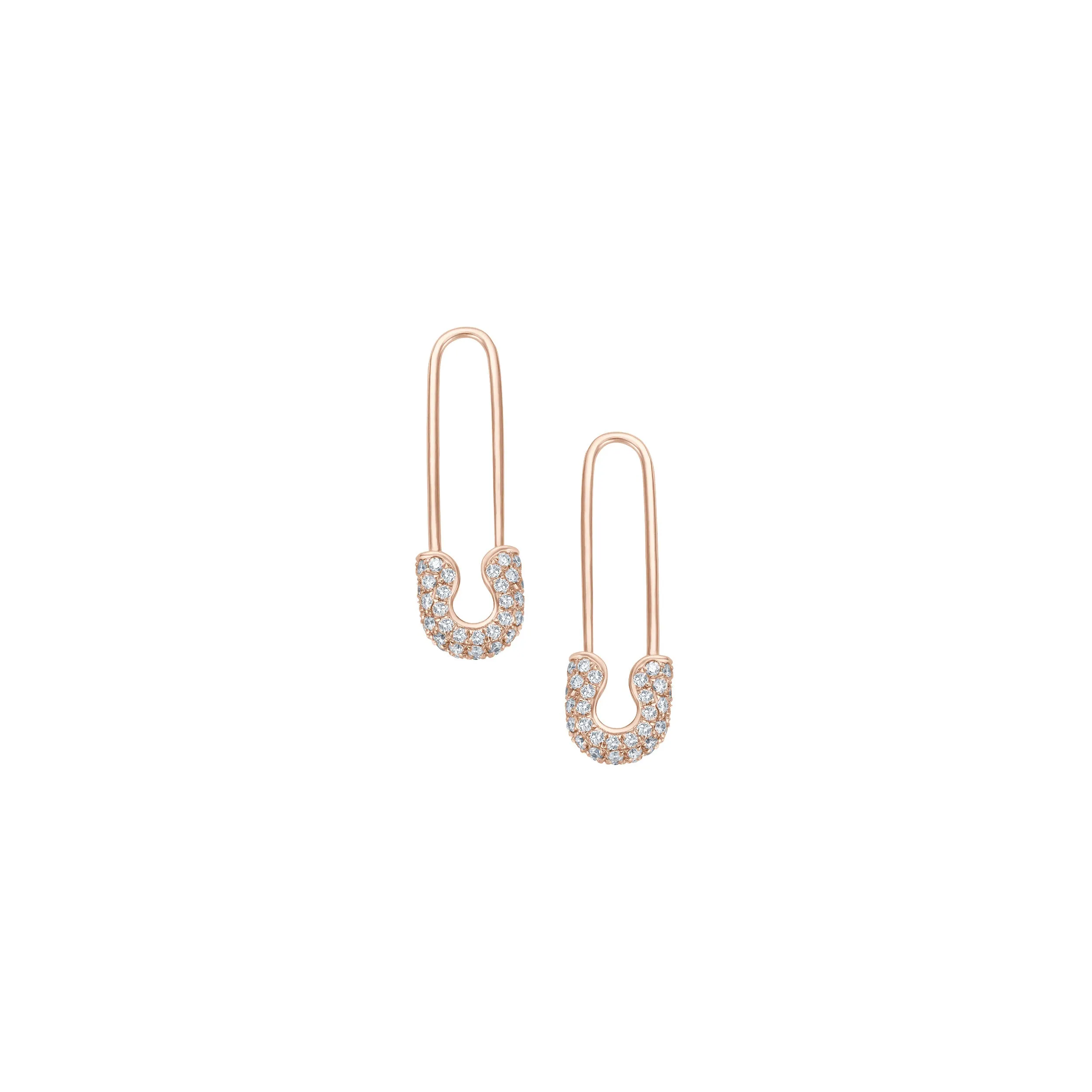 Diamond Safety Pin Ohrring - Roségold