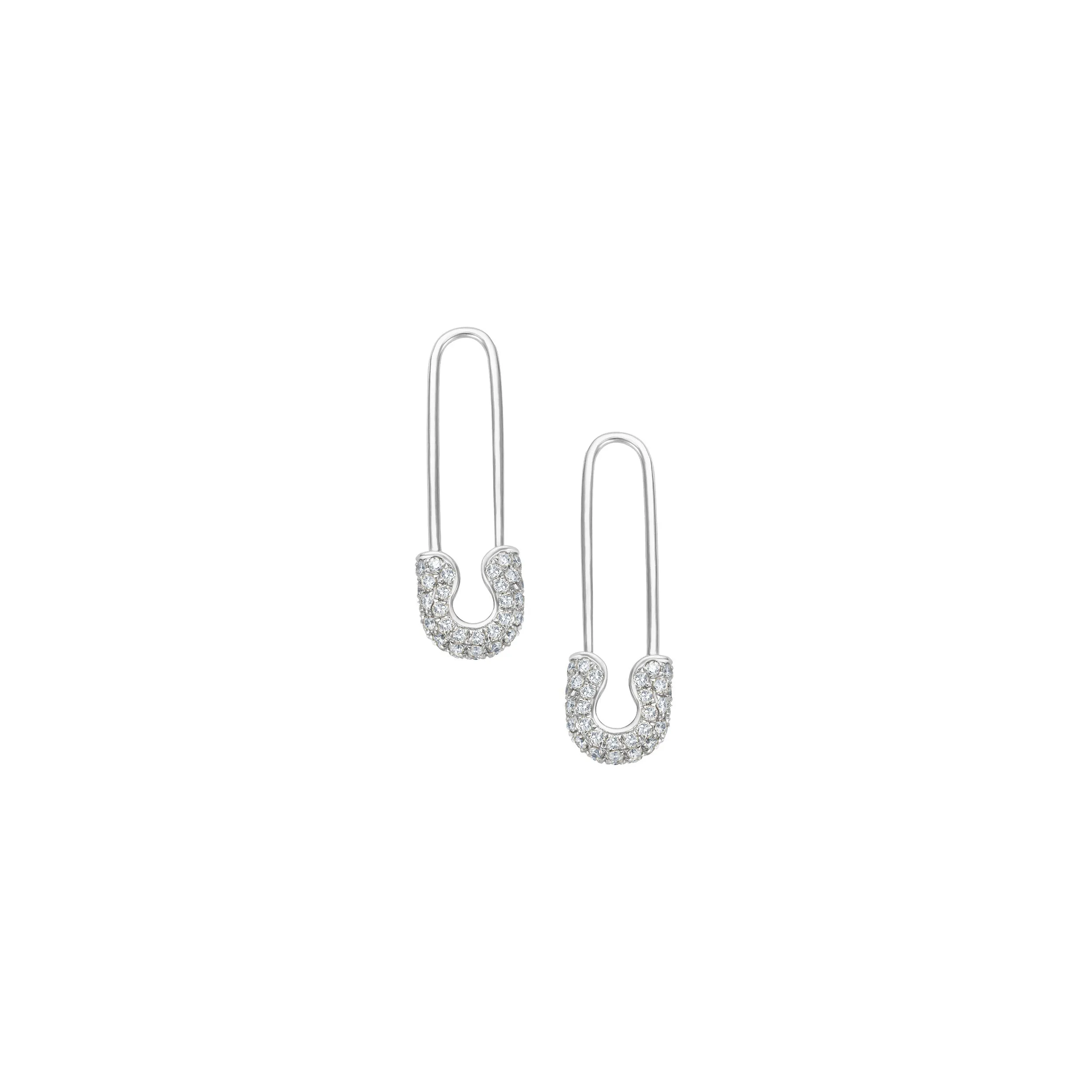 Diamond Safety Pin Ohrring - Weißgold