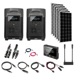 EcoFlow DELTA Pro 7,200W 120/240V Output 7,200Wh & 6 x 200W 12V Mono Solar Panels Kit