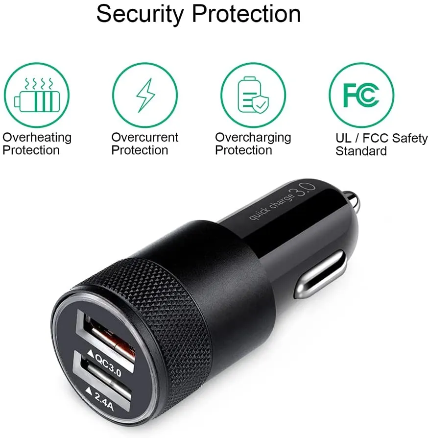 Fast Car Charger, 5.4A/30W Phone USB Car Charger Adapter Rapid Plug 2 Port Cigarette Lighter Charger