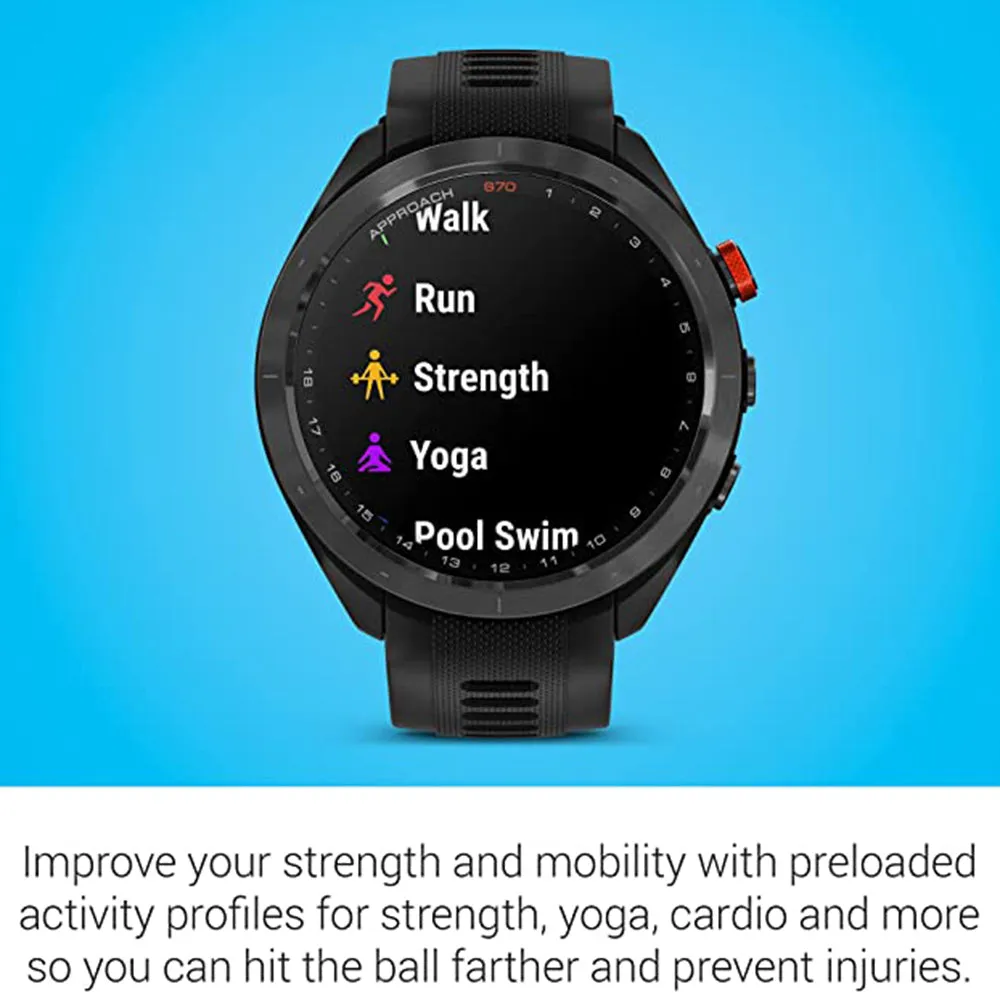 Garmin Approach S70 Black Ceramic Bezel with Black Silicone Band 47mm Premium GPS Golf Watch - 010-02746-02