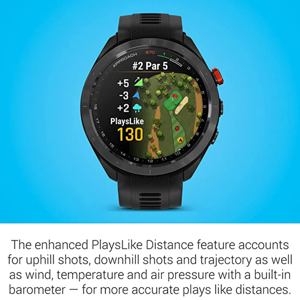 Garmin Approach S70 Black Ceramic Bezel with Black Silicone Band 47mm Premium GPS Golf Watch - 010-02746-02