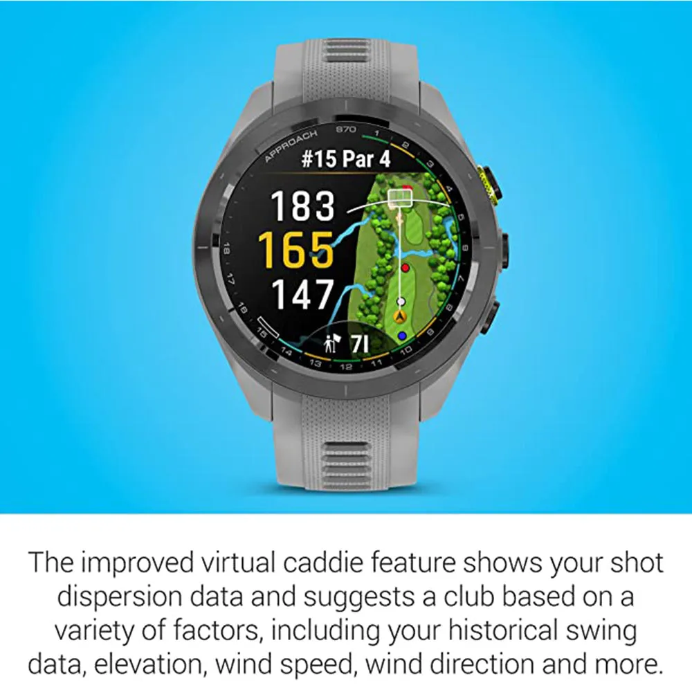 Garmin Approach S70 Black Ceramic Bezel with Powder Gray Silicone Band 42mm Premium GPS Golf Watch - 010-02746-01
