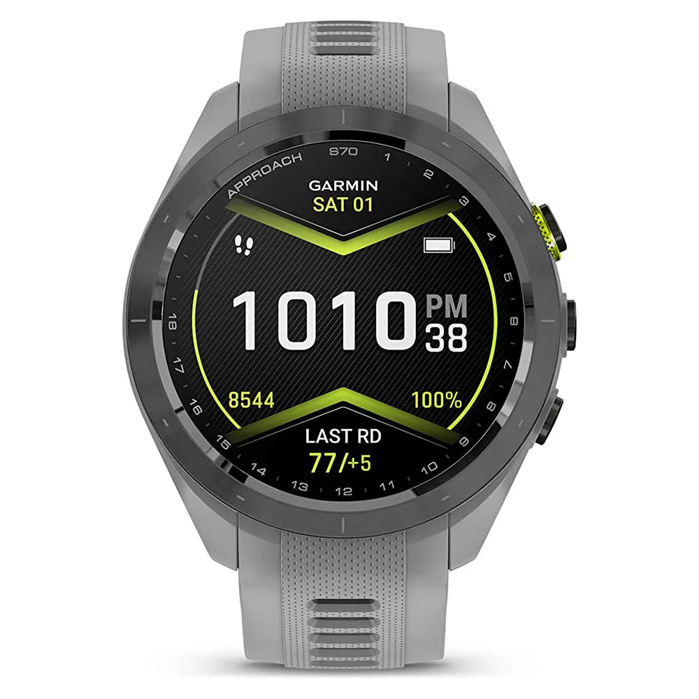 Garmin Approach S70 Black Ceramic Bezel with Powder Gray Silicone Band 42mm Premium GPS Golf Watch - 010-02746-01