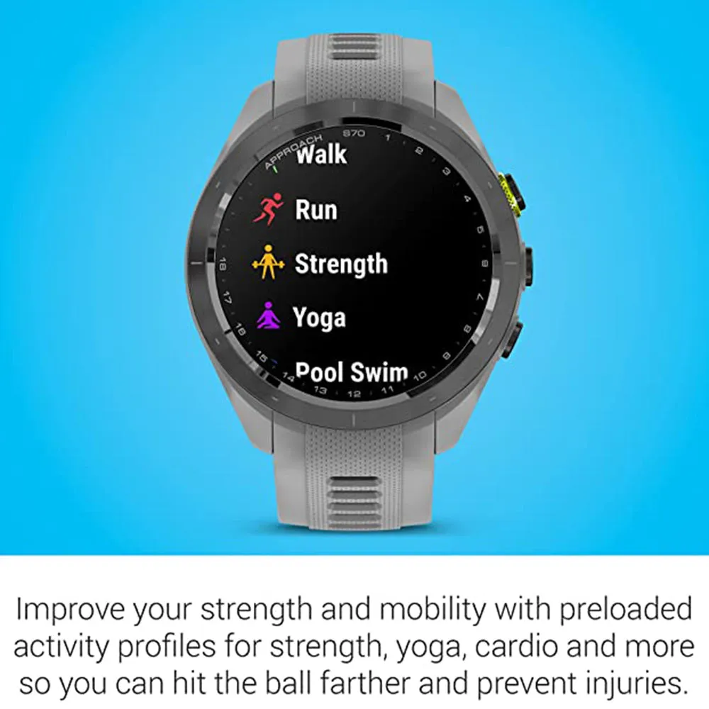 Garmin Approach S70 Black Ceramic Bezel with Powder Gray Silicone Band 42mm Premium GPS Golf Watch - 010-02746-01