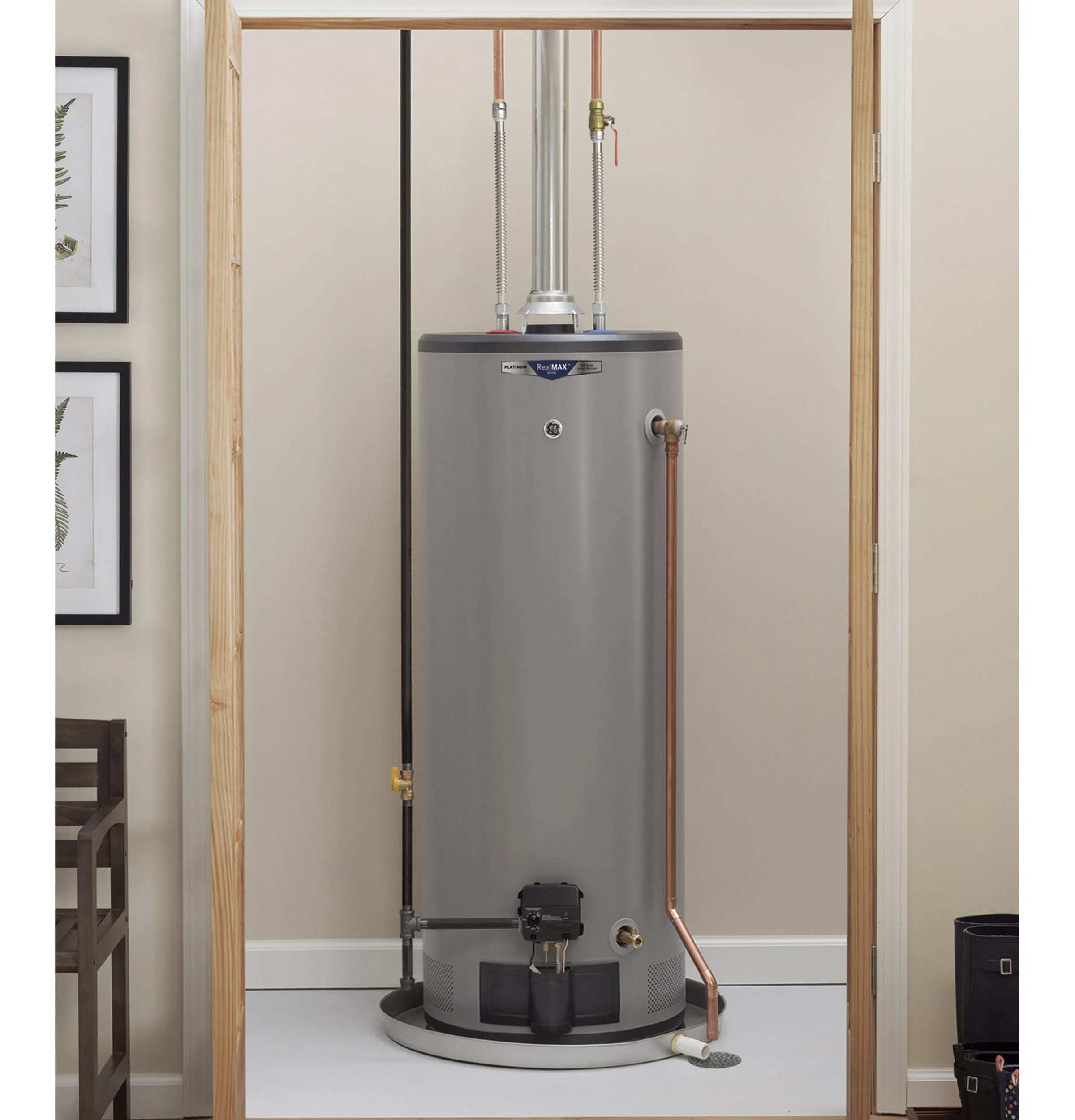 GG40T12BXR GE RealMAX Platinum 40-Gallon Tall Natural Gas Atmospheric Water Heater