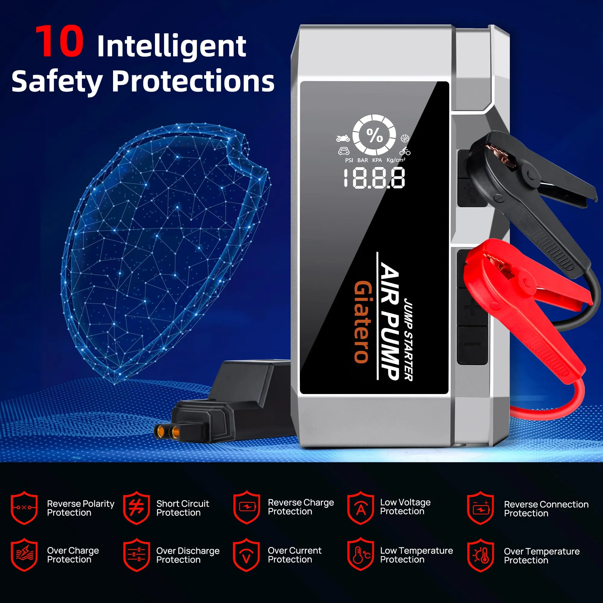Giatero 4000A Portable Jump Starter with Air Compressor