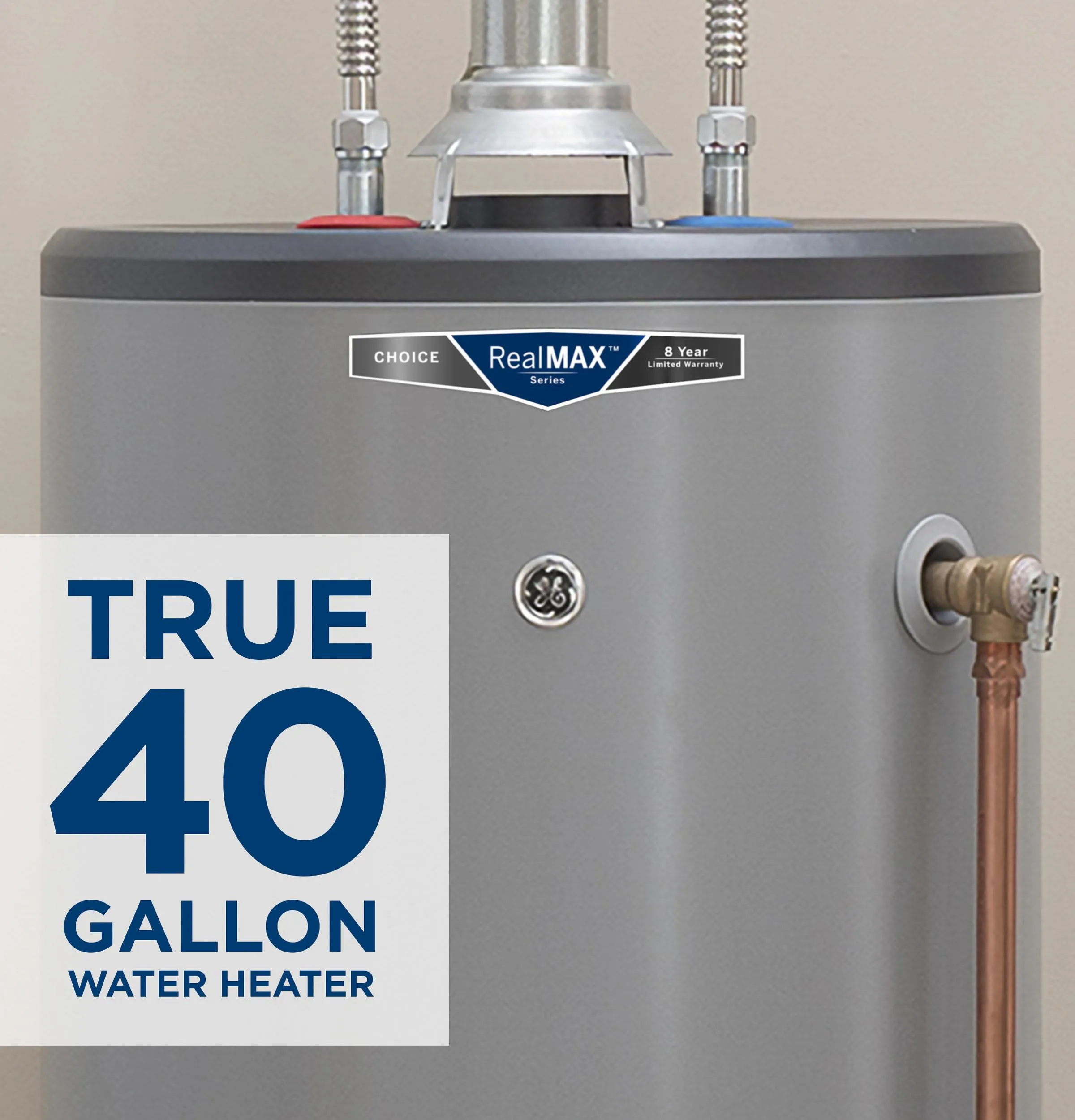 GP40S08BXR GE RealMAX Choice 40-Gallon Short Liquid Propane Atmospheric Water Heater