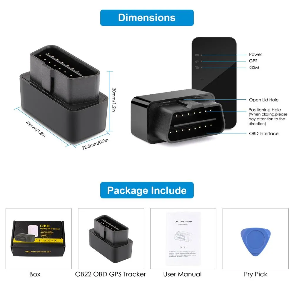 GPS Tracker With OBD Power Disrupt Alarm