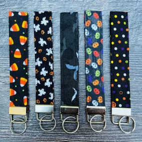 Handmade Halloween Spooky Pumpkin Bat Candy Corn Jack-o-Lantern Ghost 6" Fabric Key Fob Keyfob Keychain Wristlet Keys