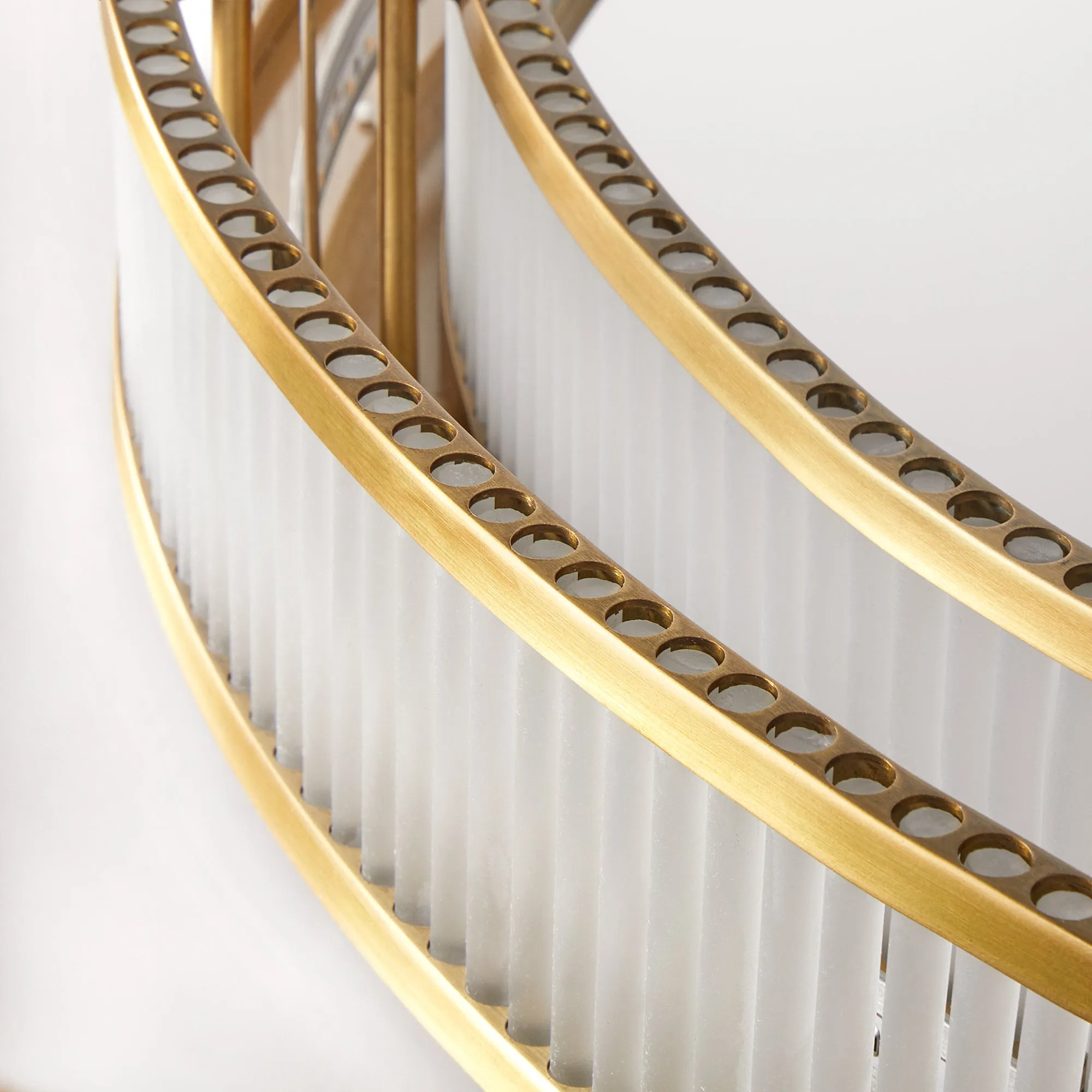Hestia Chandelier in brass with glass rods