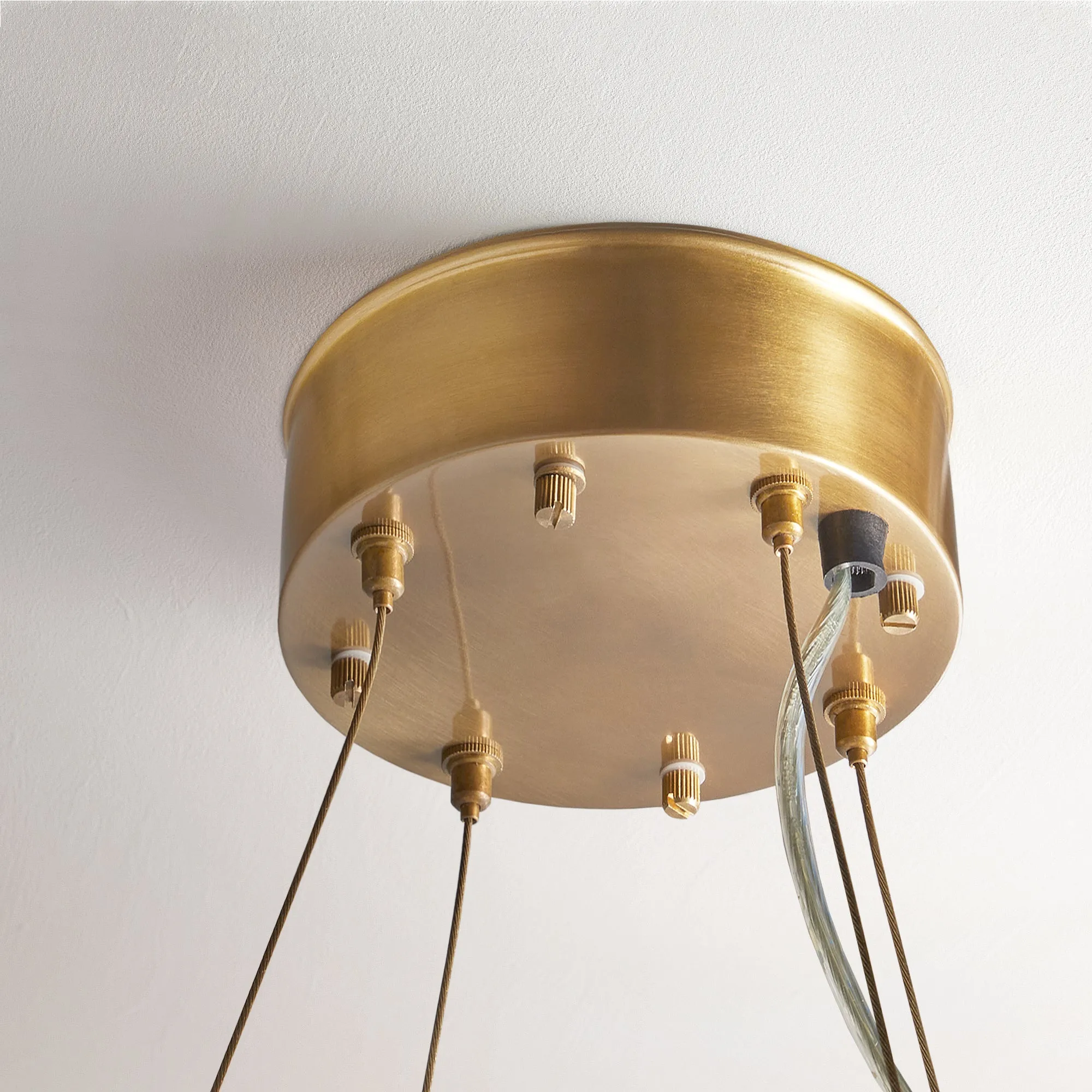 Hestia Chandelier in brass with glass rods