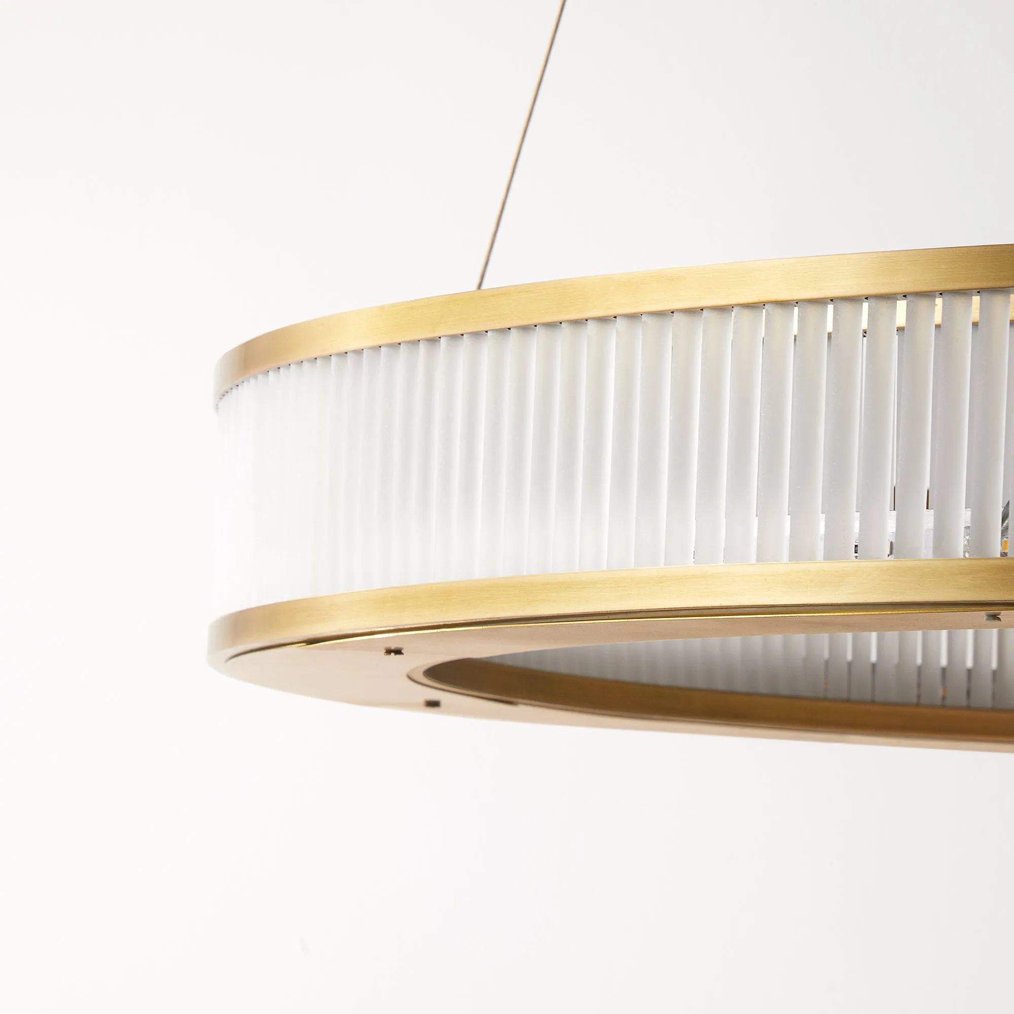 Hestia Chandelier in brass with glass rods