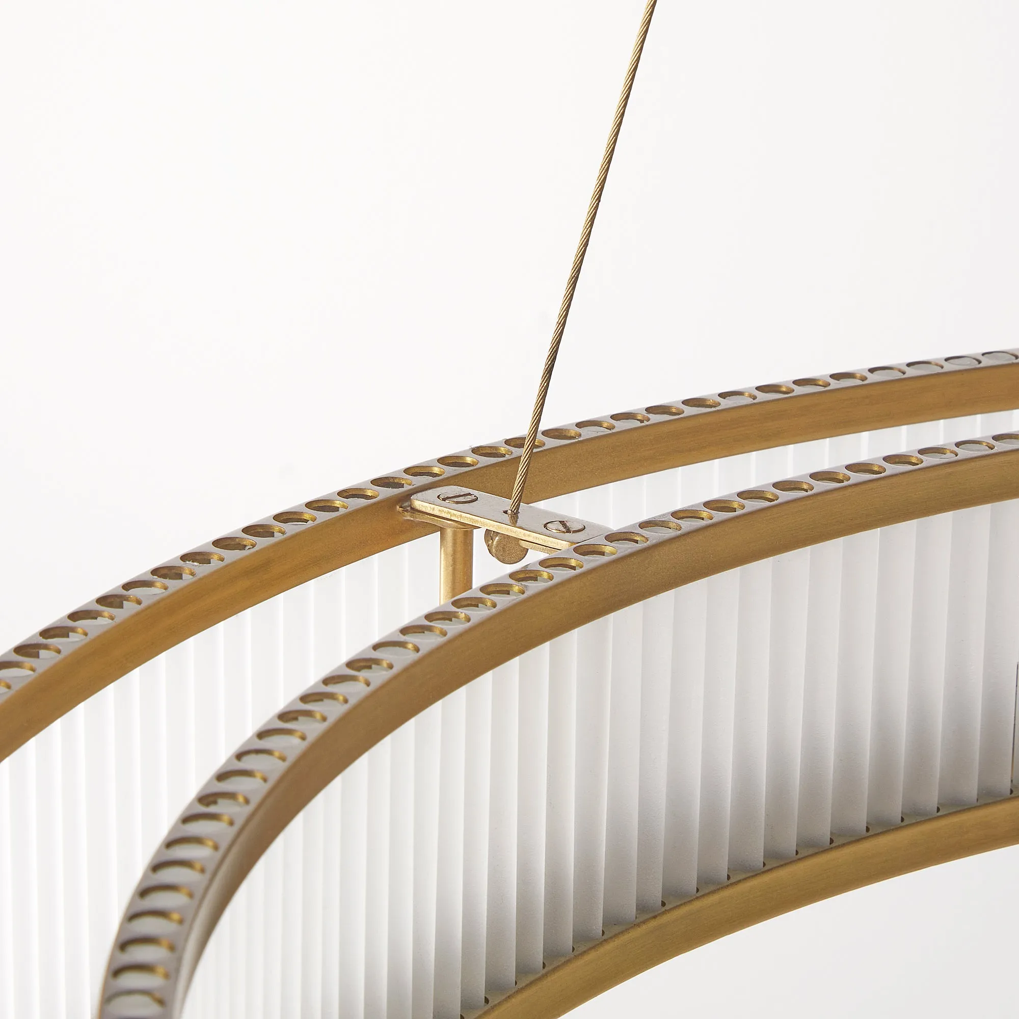Hestia Chandelier in brass with glass rods