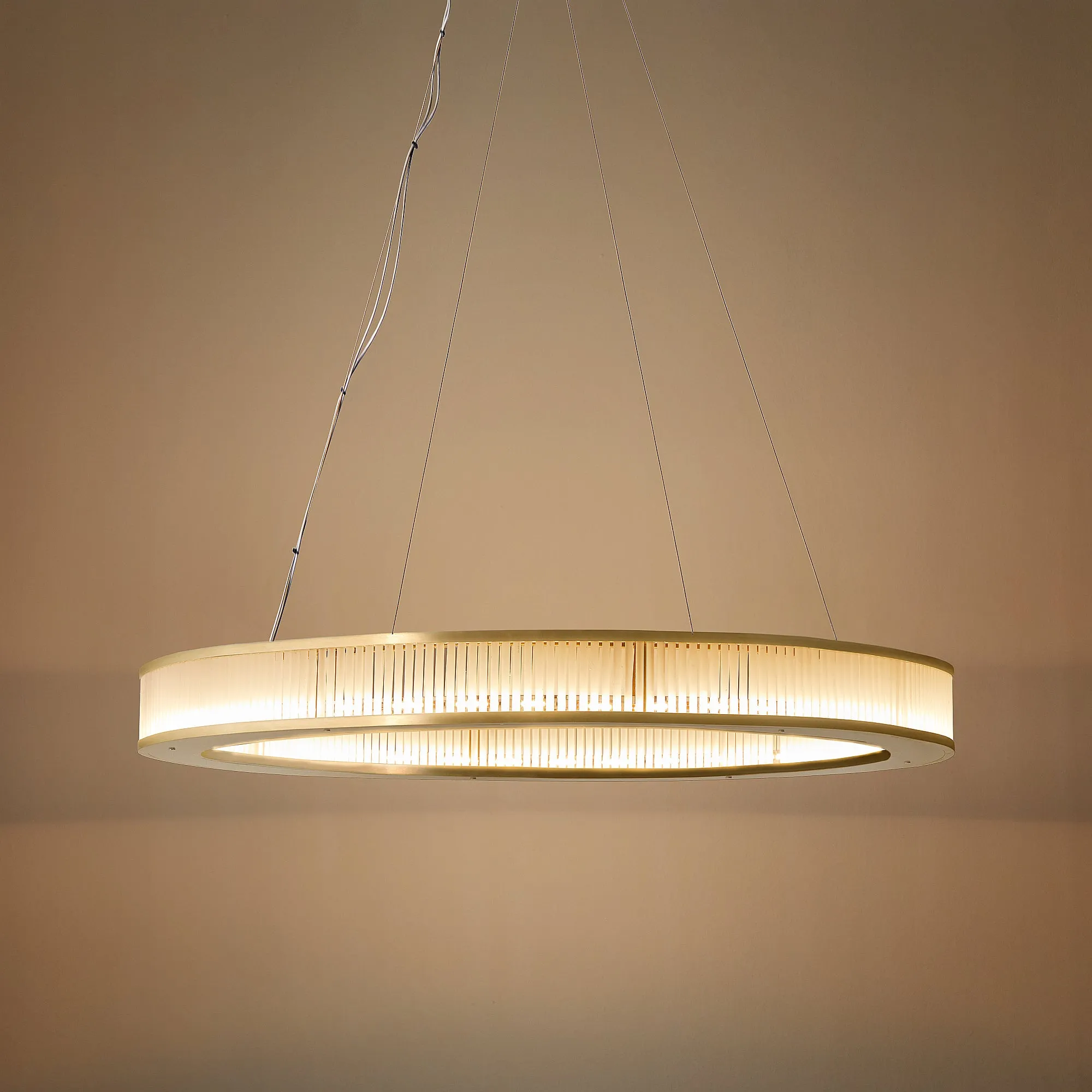 Hestia Chandelier in brass with glass rods