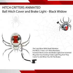 Hitch Critters Animated Ball Hitch Cover and Brake Light - Black Widow