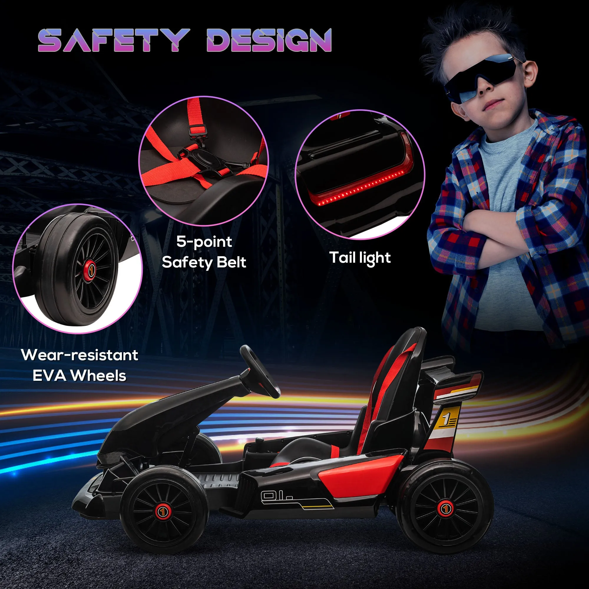 HOMCOM Kids Electric Ride On Go Cart 12v - Black