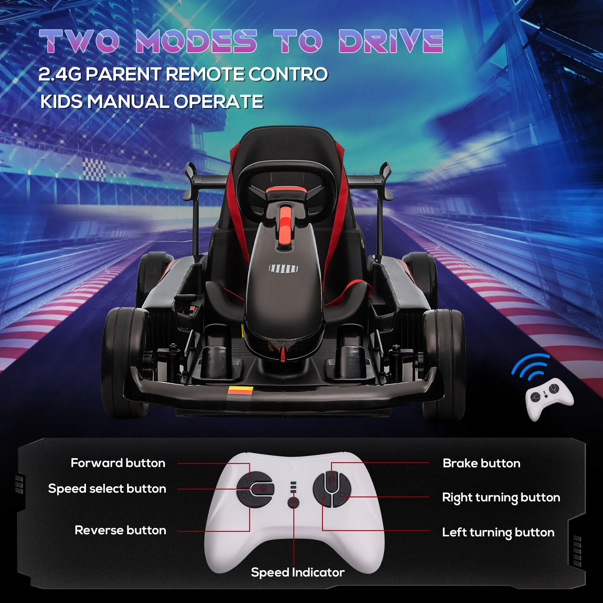HOMCOM Kids Electric Ride On Go Cart 12v - Black