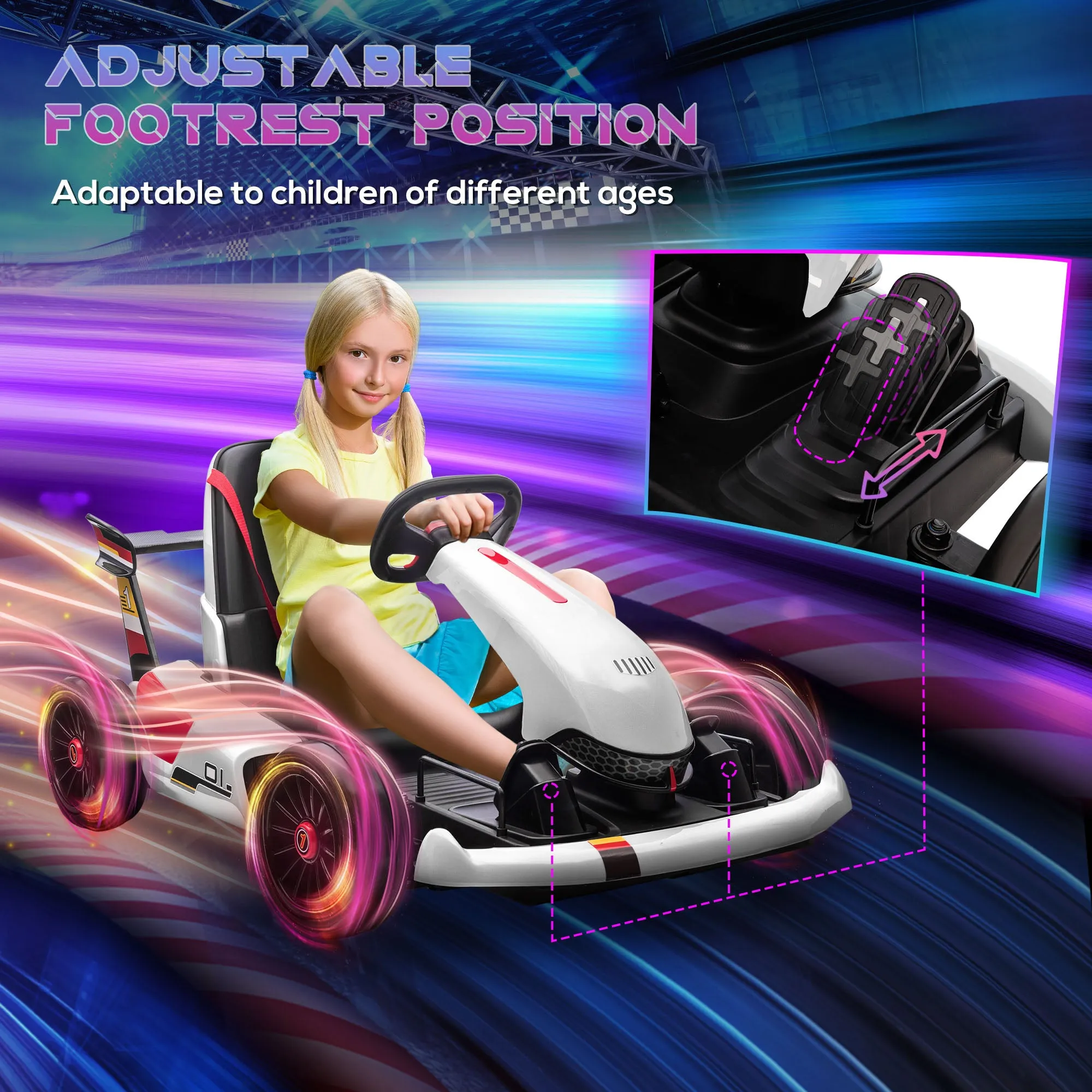 HOMCOM Kids Electric Ride On Go Cart 12v - White