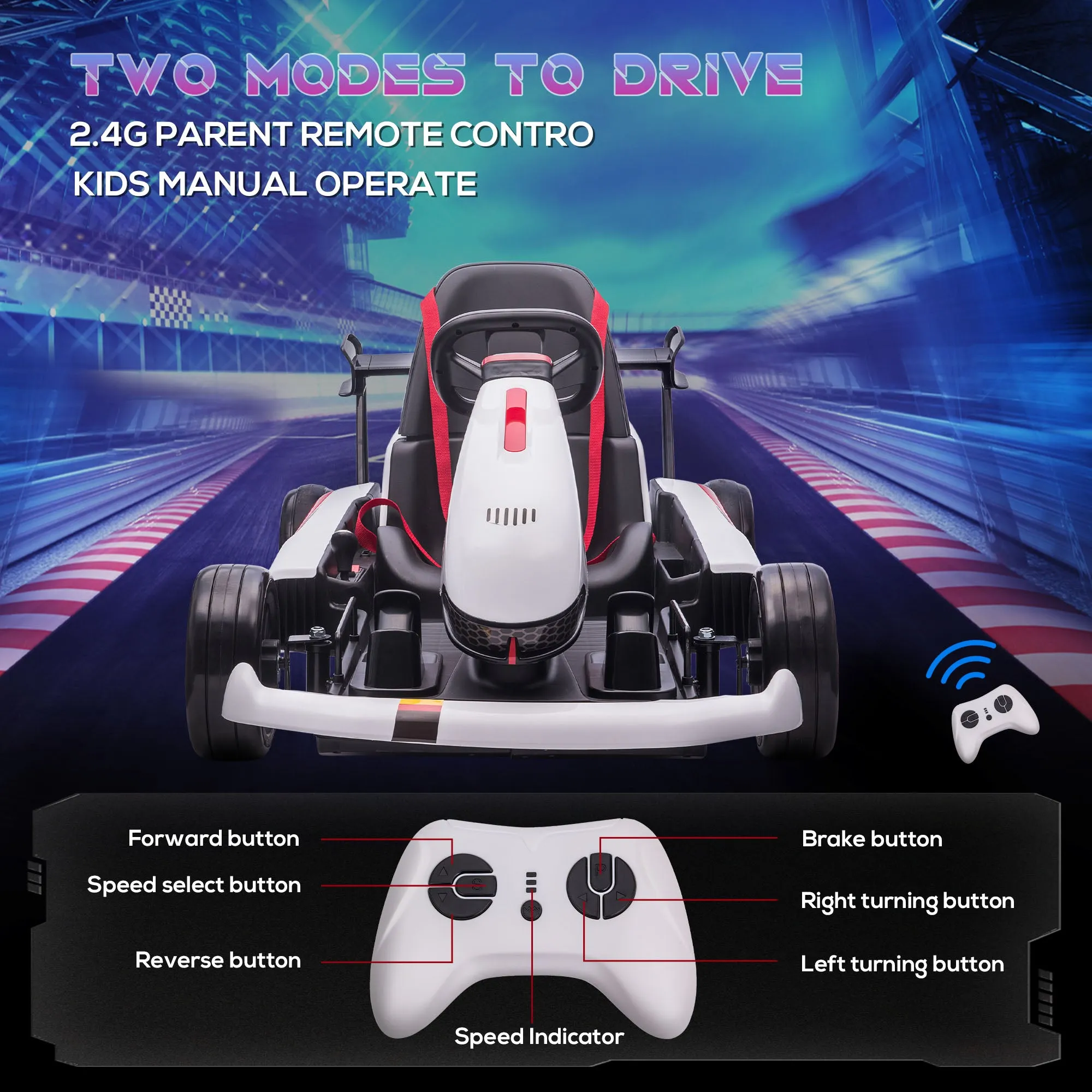 HOMCOM Kids Electric Ride On Go Cart 12v - White