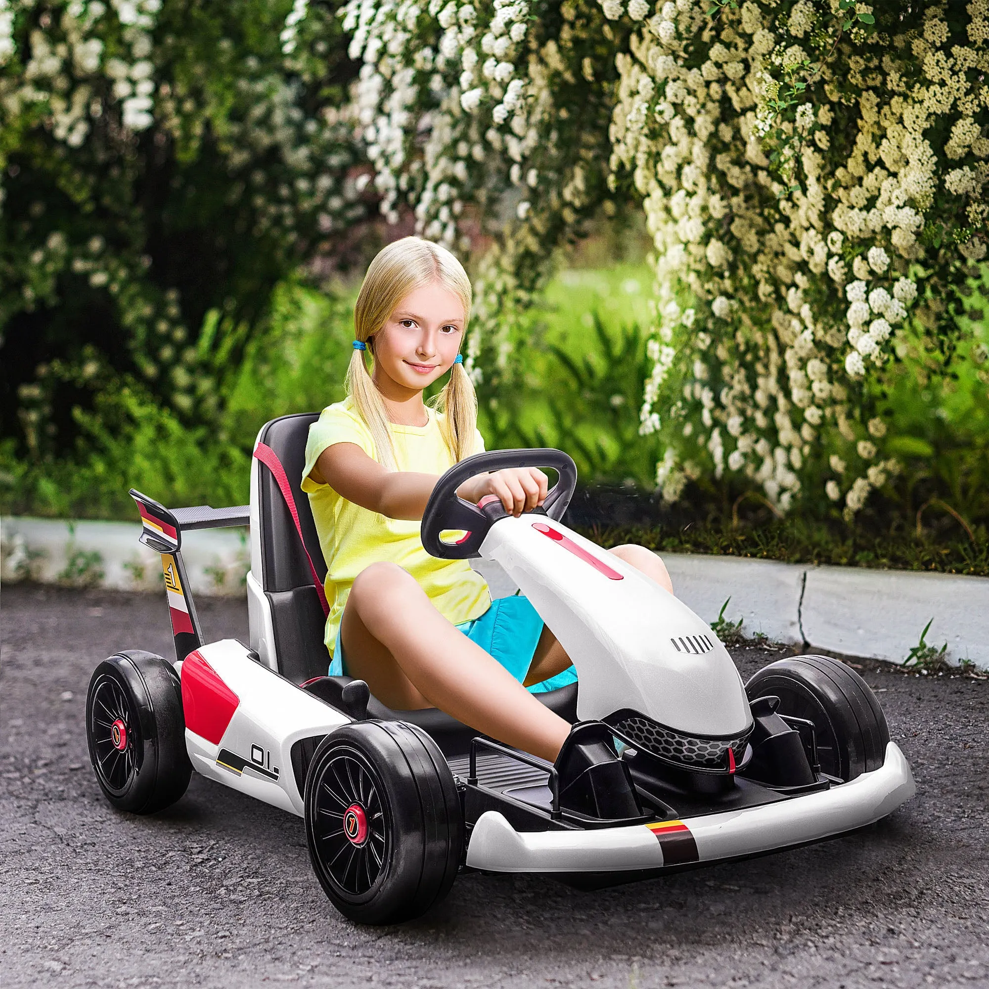 HOMCOM Kids Electric Ride On Go Cart 12v - White