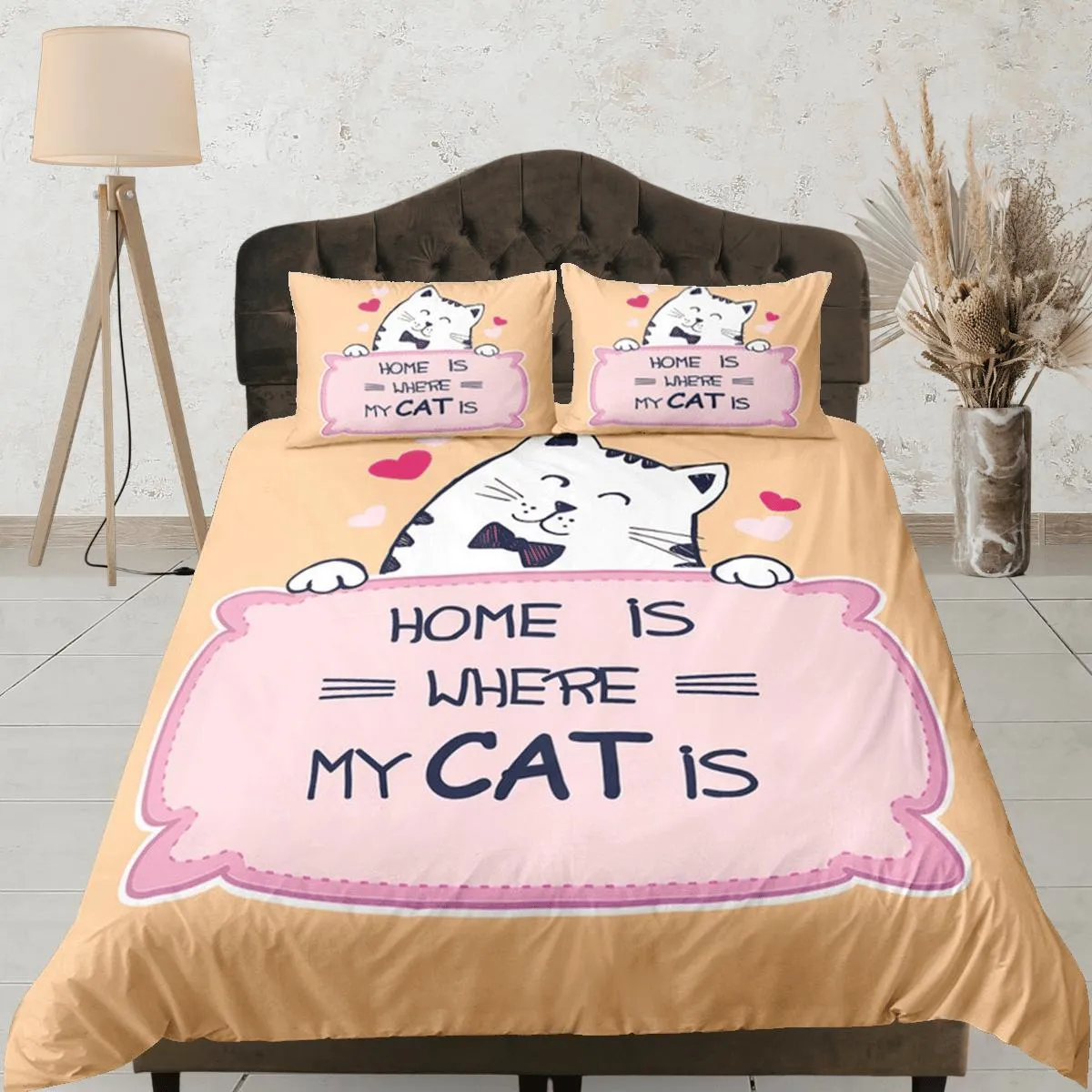 Home is Where My Cat Is Bedding for Cat Lovers, Toddler Bedding, Kids Duvet Cover Set, Baby Bedding, Doona Cover up to California King Size