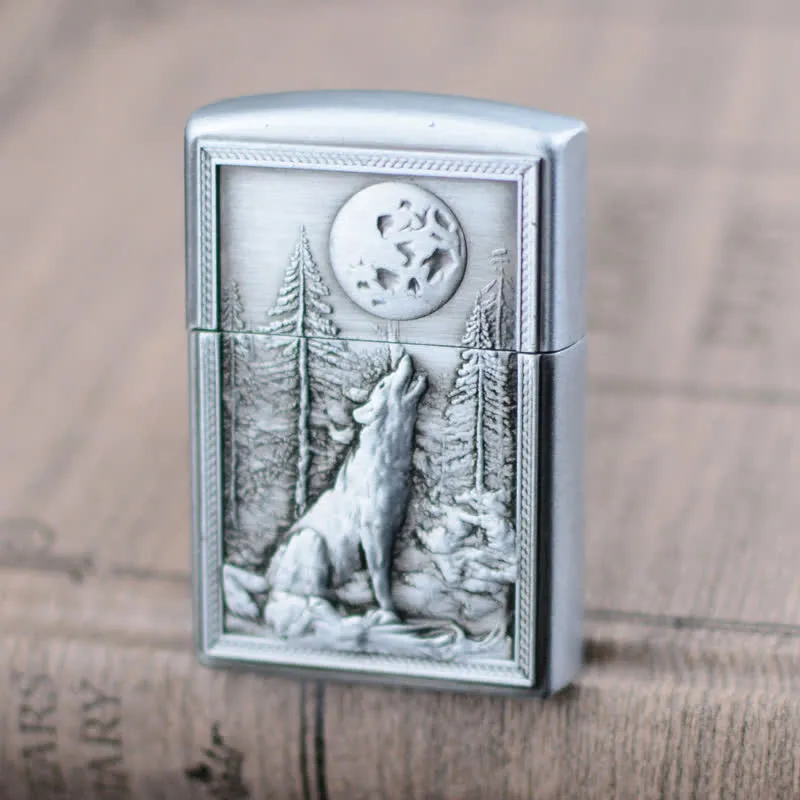Howling Wolf Grinding Wheel Refillable Butane Lighter