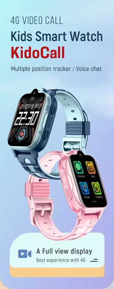 Kidocall - 4G Smartwatch, Phone & GPS Tracking for Kids - Pink