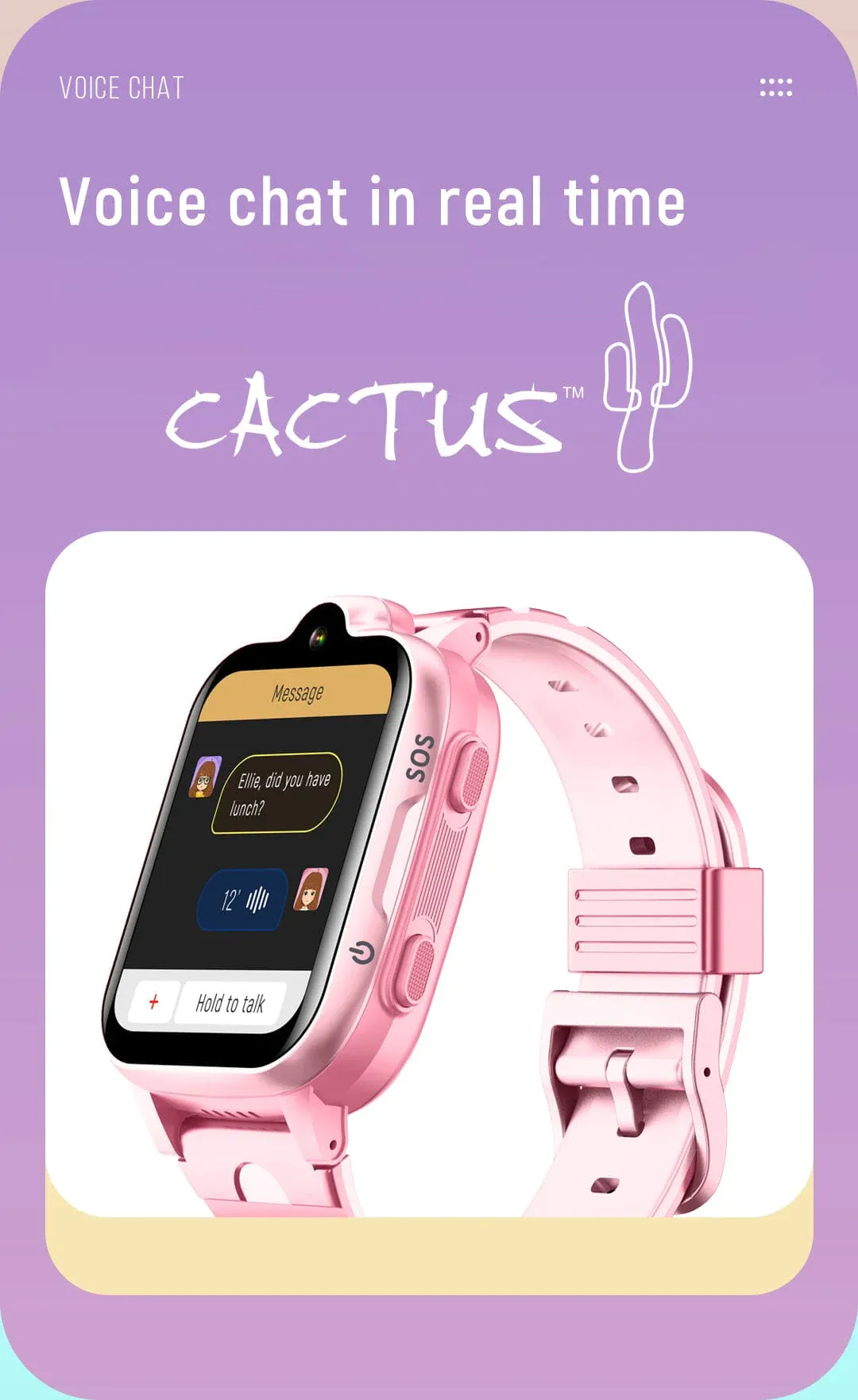Kidocall - 4G Smartwatch, Phone & GPS Tracking for Kids - Pink