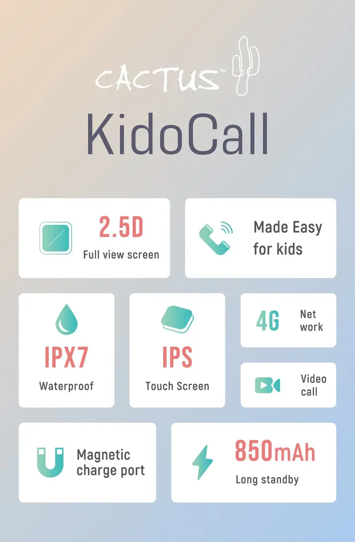 Kidocall - 4G Smartwatch, Phone & GPS Tracking for Kids - Pink