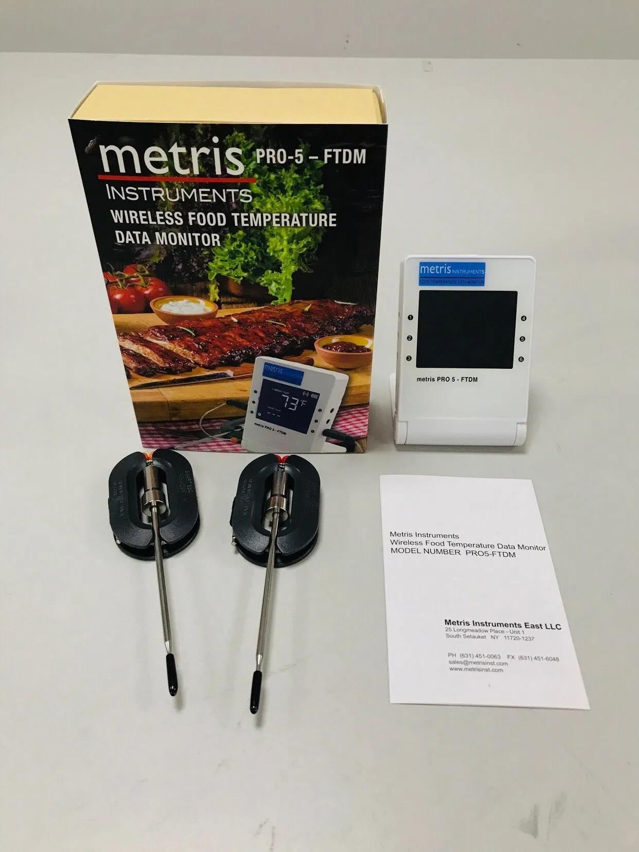 Metris Instruments Model PRO5-Food Temperature Data Monitor- FTDM, Alarms, Oven-Crock Pot and BBQ Digital Thermometer Wireless Bluetooth with Stainless Steel Needle Tip Probes, Software Remote Monitoring