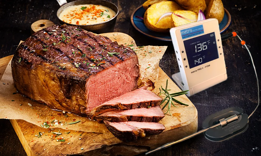 Metris Instruments Model PRO5-Food Temperature Data Monitor- FTDM, Alarms, Oven-Crock Pot and BBQ Digital Thermometer Wireless Bluetooth with Stainless Steel Needle Tip Probes, Software Remote Monitoring