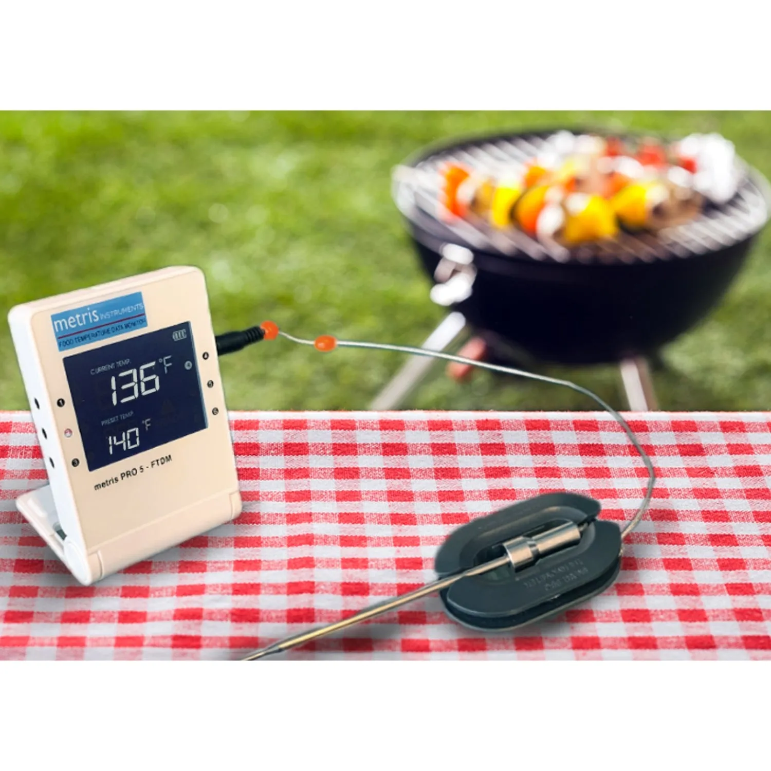 Metris Instruments Model PRO5-Food Temperature Data Monitor- FTDM, Alarms, Oven-Crock Pot and BBQ Digital Thermometer Wireless Bluetooth with Stainless Steel Needle Tip Probes, Software Remote Monitoring