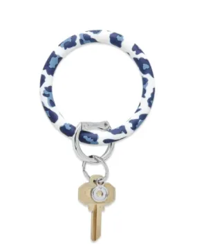 Navy Leopard Key Ring