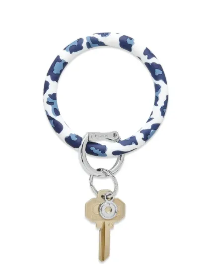 Navy Leopard Key Ring