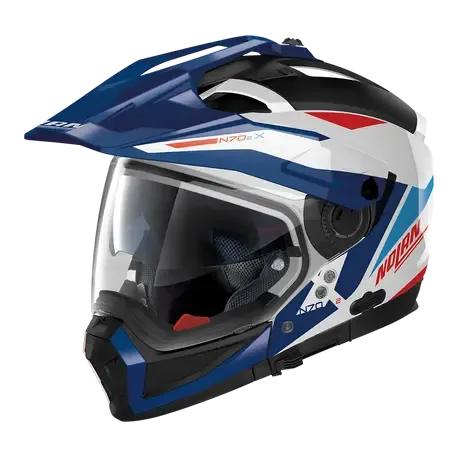 Nolan N70-2 Adventure Stunner Metal White Red Blue Motorcycle Helmet